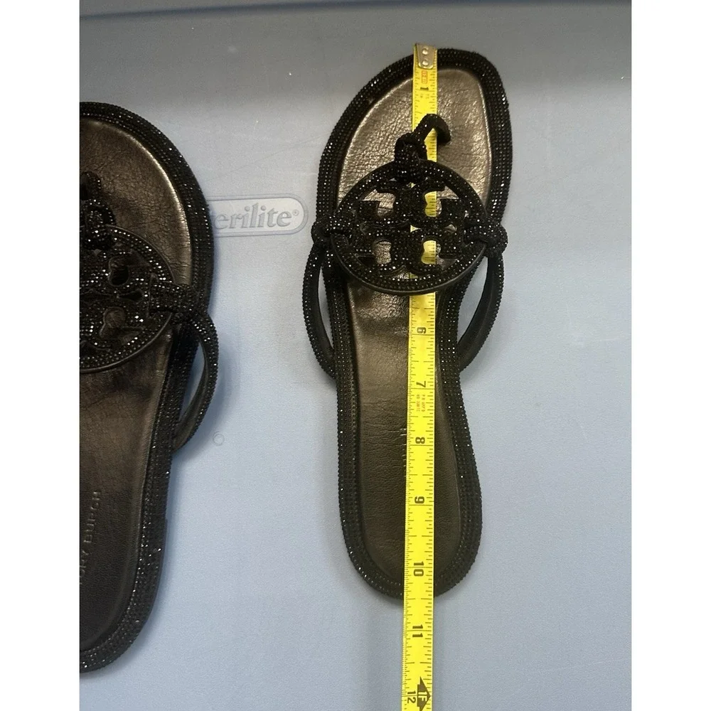 Tory Burch Women Size 9.5 Miller Knotted Pave Sandals Black Crystal Embellished